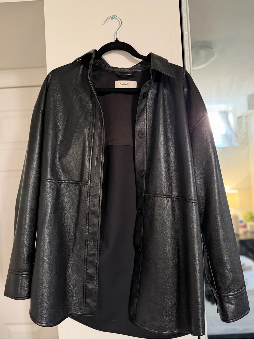 Babaton Black Faux Leather Shacket